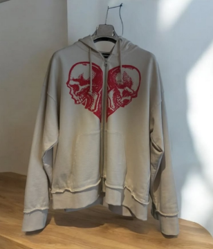 Fendre Skull-Heart Fermuarlı Sweatshirt