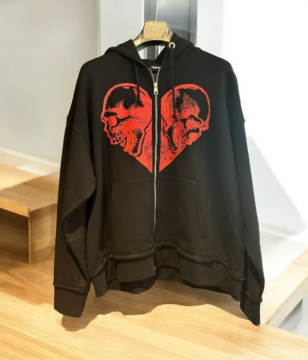 Fendre Skull-Heart Fermuarlı Sweatshirt