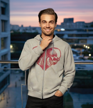 Fendre Skull-Heart Fermuarlı Sweatshirt
