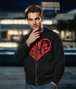 Fendre Skull-Heart Fermuarlı Sweatshirt